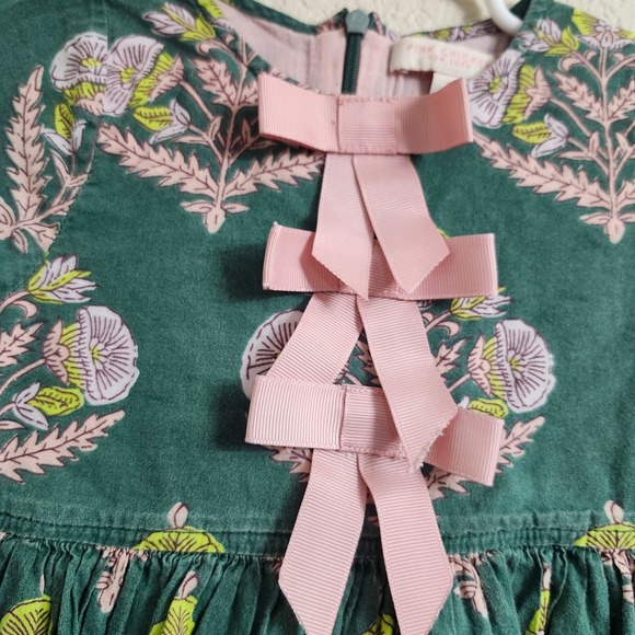 Pink Chicken 3 Year Hermione Hunter Green Floral Bow Dress Toddler Girls 3T - Picture 5 of 15